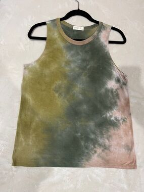 Ginger G Olive Green, Dusty Rose & Moss Tie-Dye Tank